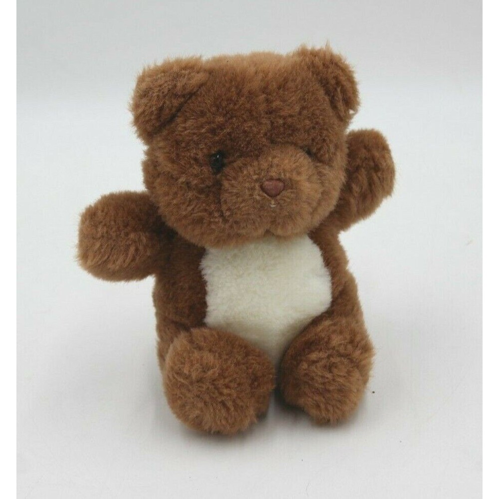 Gund Teddy Bear 1986 Brown White 7" Plush Stuffed Animal Velvet Nose Cute HTF